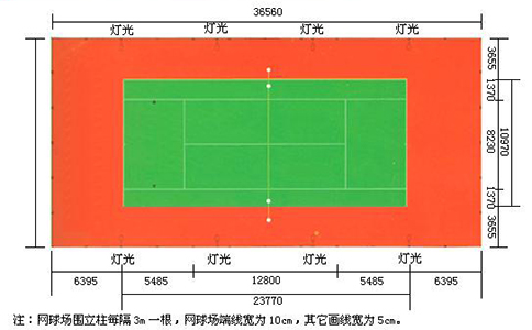 标准网球场平面图 标准网球场平面图
