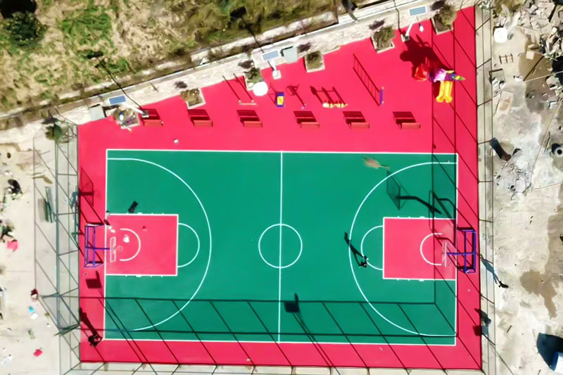 硅pu篮球场实物图 硅pu篮球场实物图